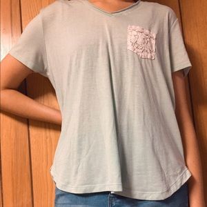 Mint green t shirt with lace detail